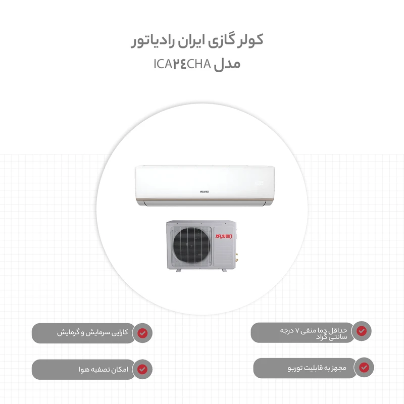 کولر گازی 24 هزار دور ثابت ایران رادیاتور مدل ICA-24CH-A، مصرف انرژی رده A